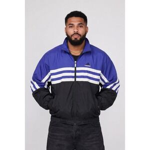 Adidas Men's 90's VTG Zip Up Athletic Windbreaker Purple White Black Size Medium